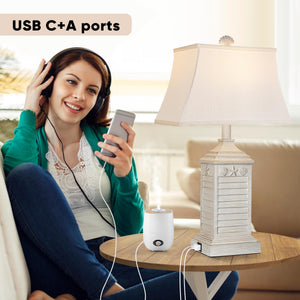 Coastal Table Lamps Set of 2 with USB Charging & 3-Color Temperature