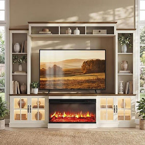 98" Farmhouse Entertainment Center with Fireplace & Barn Doors