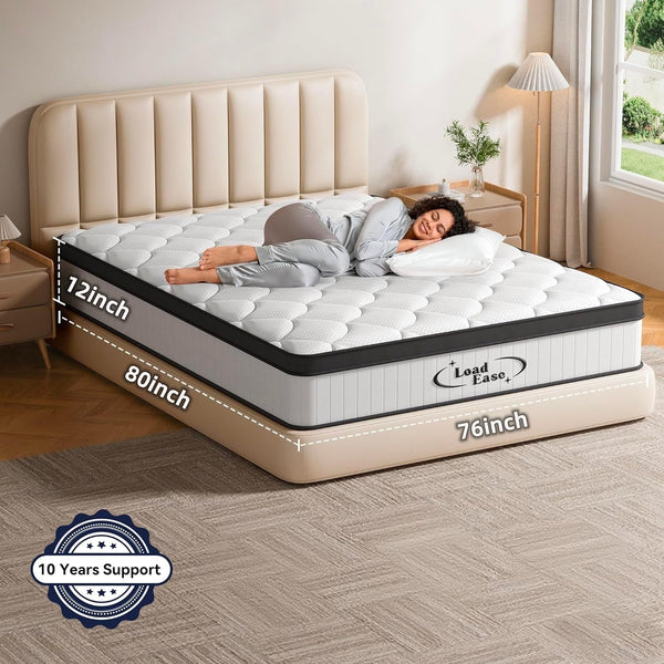 12-Inch Hybrid Pocket Spring Memory Foam Mattress – King & Queen