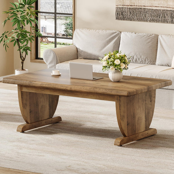 Rectangle Coffee Table – 48 Inch Rustic Wood Living Room Center Table
