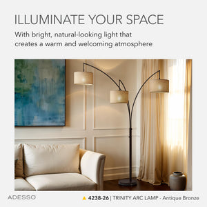 Triple Shade Arc Floor Lamp