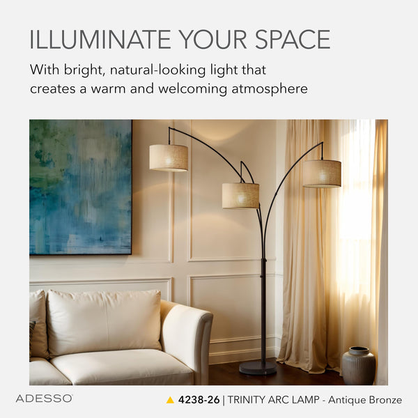 Triple Shade Arc Floor Lamp