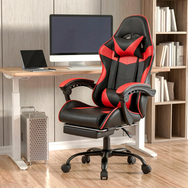 Ergonomic Gaming Chair with Footrest & Reclining Backrest
