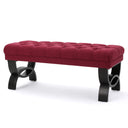 Tufted Fabric Ottoman Bench – Deep Red