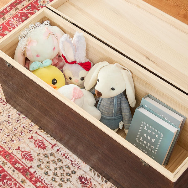 Wooden Storage Chest with Hinged Lid
