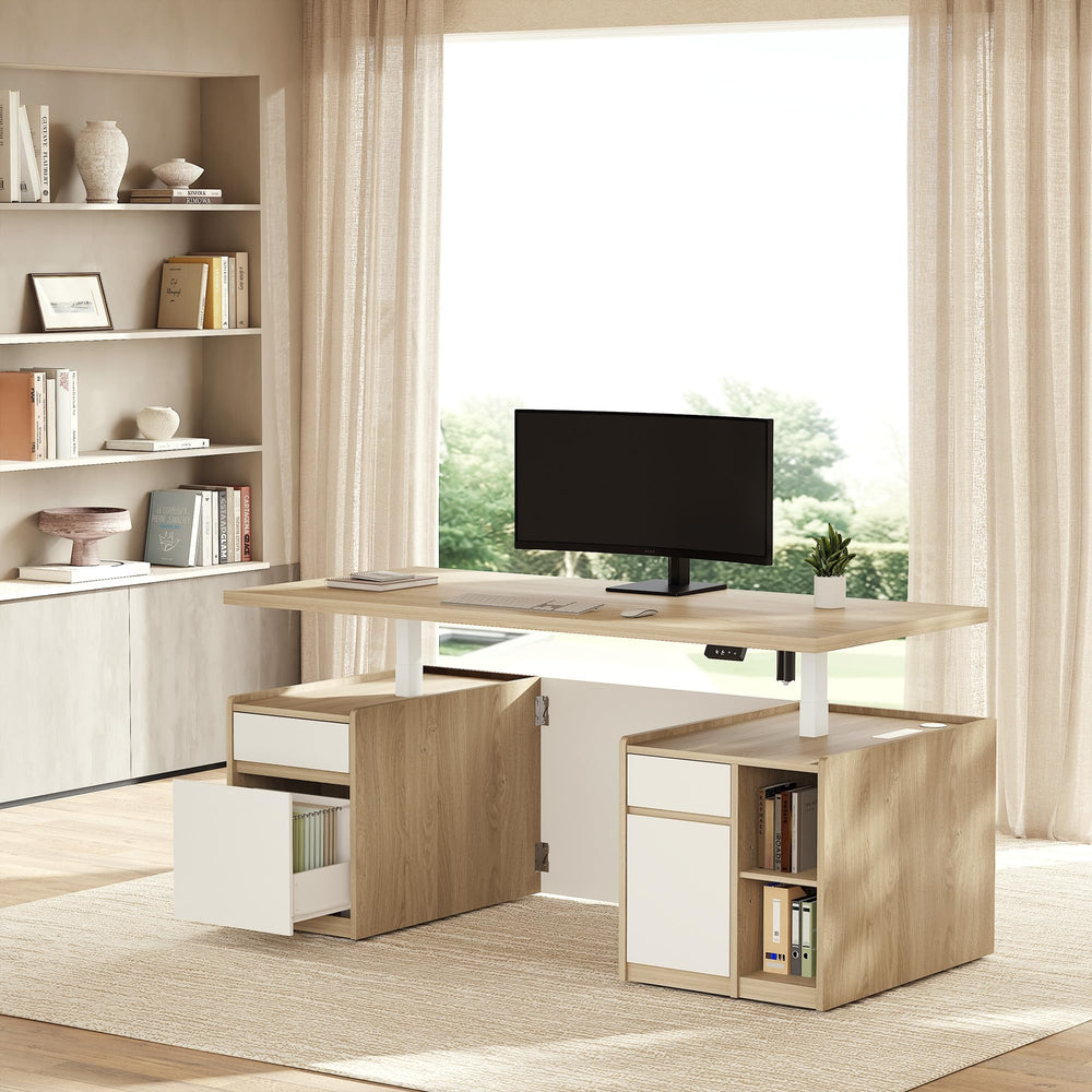 Electric Standing Desk with Drawers & Storage, 70.87"
