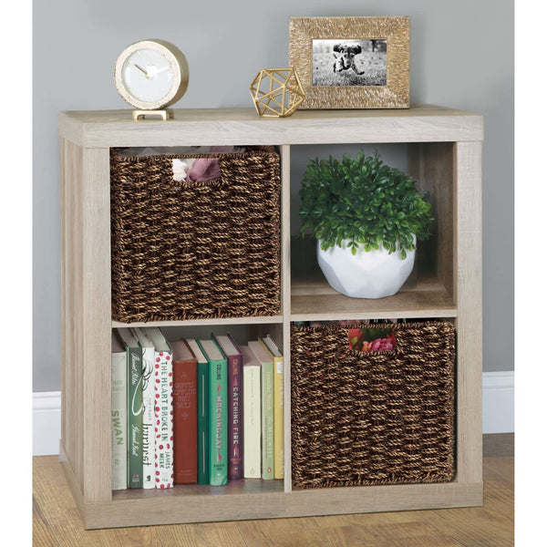 Seagrass Woven Cube Storage Baskets with Handles