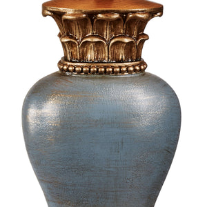 Traditional Handcrafted Resin Table Lamp with Faux Silk Bell Shade