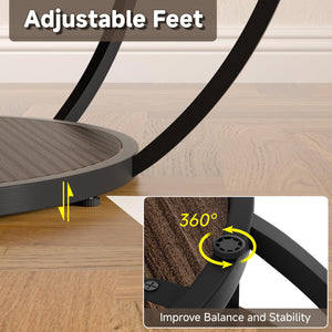 Round Coffee Table with 2-Tier Storage & Steel Frame