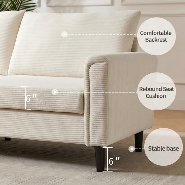 80" Corduroy Loveseat Sofa – Beige