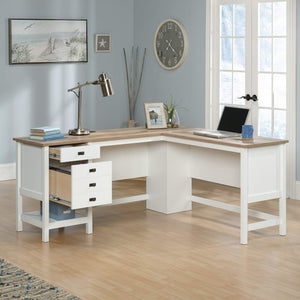 L-Shaped Executive Desk with Drawers & File Storage