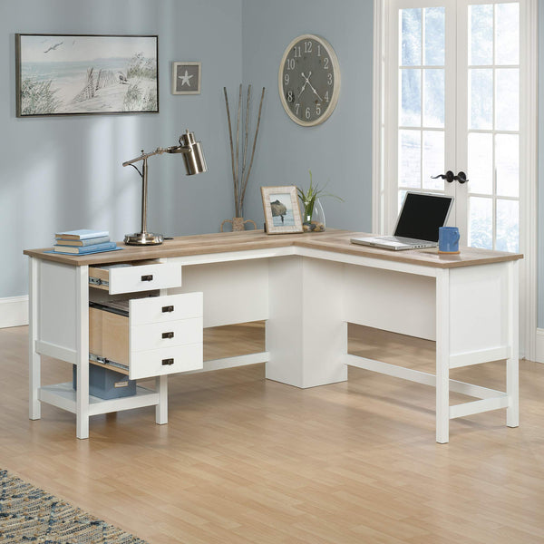 L-Shaped Executive Desk with Drawers & File Storage