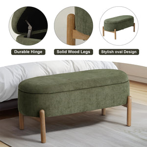 Corduroy Upholstered Storage Bench with Hidden Storage
