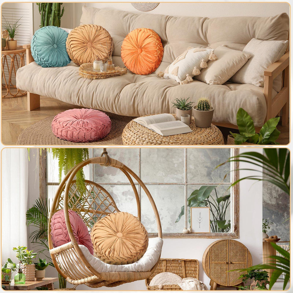 Round Velvet Pumpkin Throw Pillows Set of 4