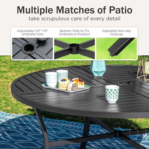 Round Outdoor Dining Table with Umbrella Hole
