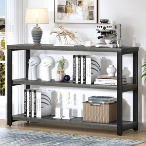 47" Industrial Console Table with 3-Tier Storage Shelves
