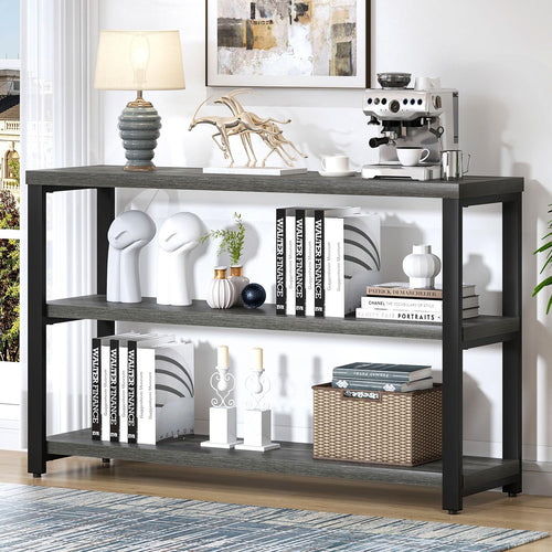 47" Industrial Console Table with 3-Tier Storage Shelves