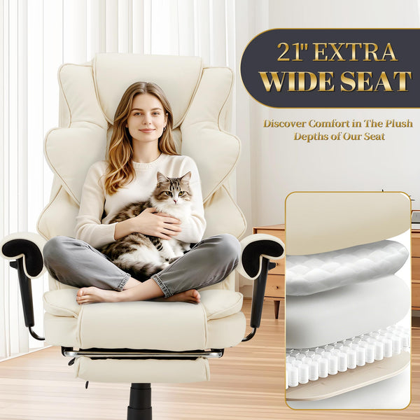 Heated Massage Executive Office Chair with Footrest