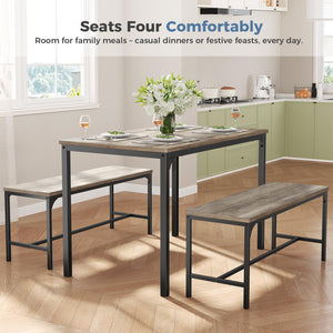 3-Piece Dining Table Set with Bench
