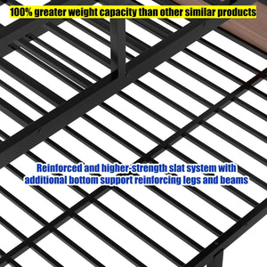 Metal Bunk Bed with LED Light & Storage Shelf