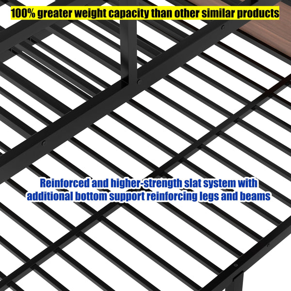 Metal Bunk Bed with LED Light & Storage Shelf