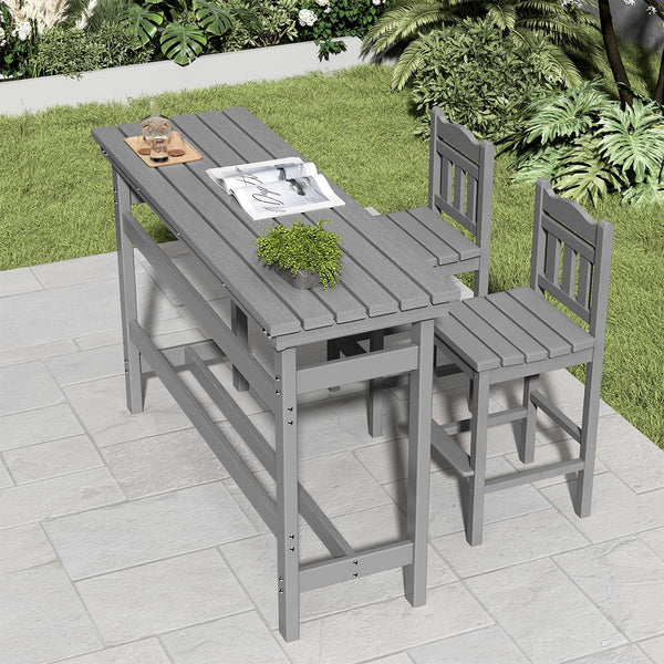 Outdoor HDPE Bar Table 41" Counter Height Rectangle Patio Bar Table