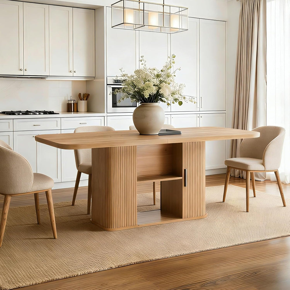 Oval Dining Table for 4–6 People with Storage Base