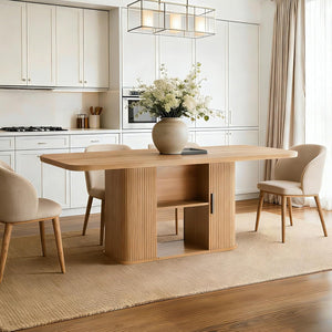 Oval Dining Table for 4–6 People with Storage Base