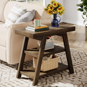 3-Tier Farmhouse End Table with Storage