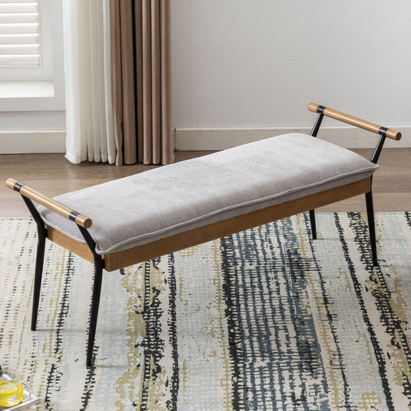 Upholstered Entryway Bench with Metal Legs