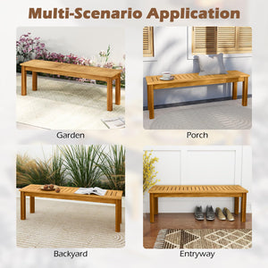 Acacia Wood Outdoor Bench Set of 2 – Slatted Seat, 794 LB Capacity