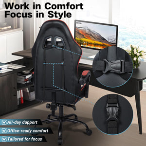 Ergonomic Gaming Chair with Footrest & Lumbar Support