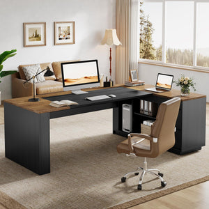 78" L-Shaped Executive Desk with Drawers and Storage