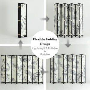 8-Panel Folding Room Divider Screen