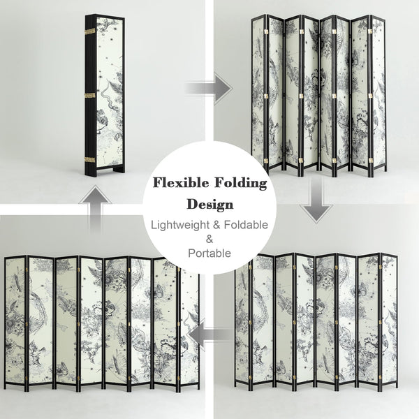 8-Panel Folding Room Divider Screen