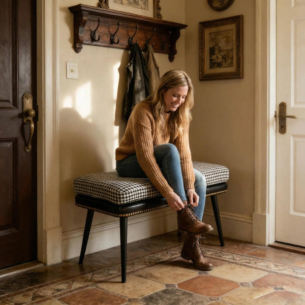 Upholstered Entryway Bench with Removable Cushion