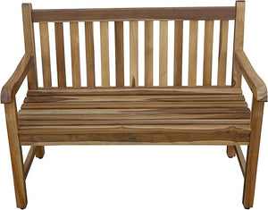 Teak Wood Outdoor Bench with Chevron Backrest