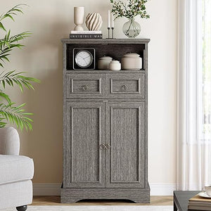Farmhouse Storage Cabinet with Drawers and Sliding Barn Door