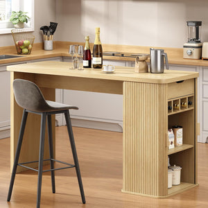 59-Inch Fluted Kitchen Island with Storage
