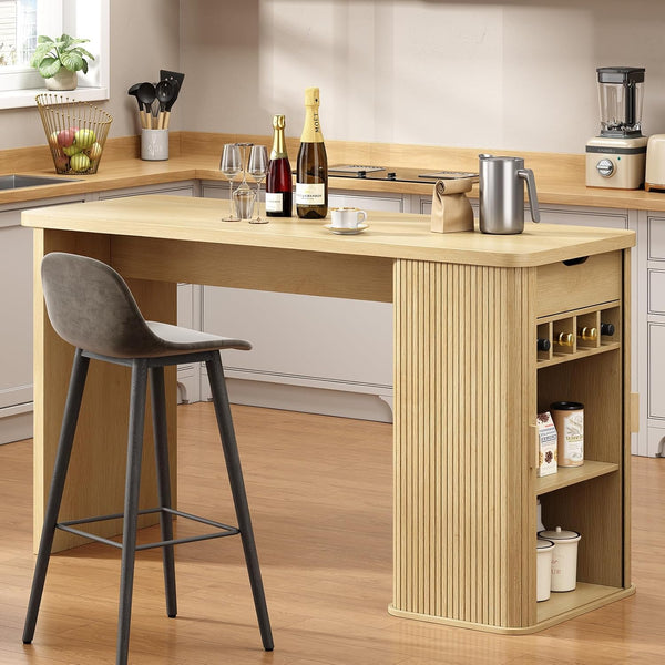 59-Inch Fluted Kitchen Island with Storage