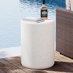 Outdoor Concrete Side Table — MgO Patio Accent Table