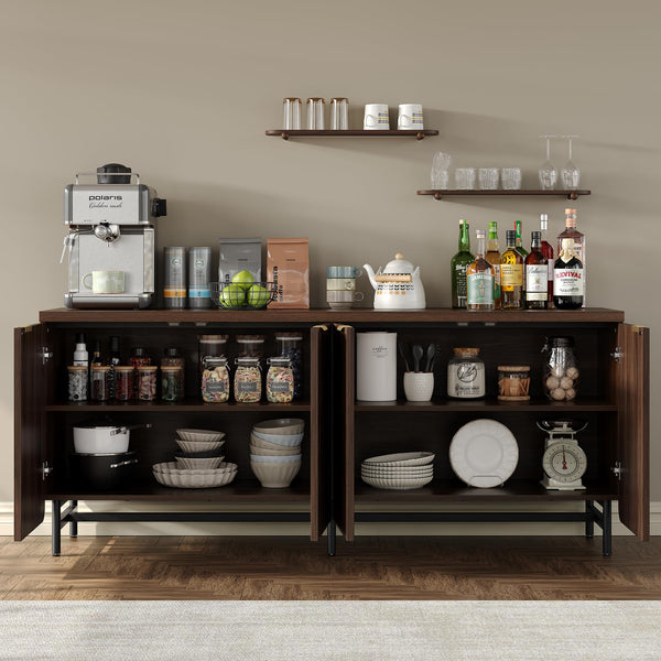 66.2" Fluted Buffet Cabinet with 4 Doors & Shelves