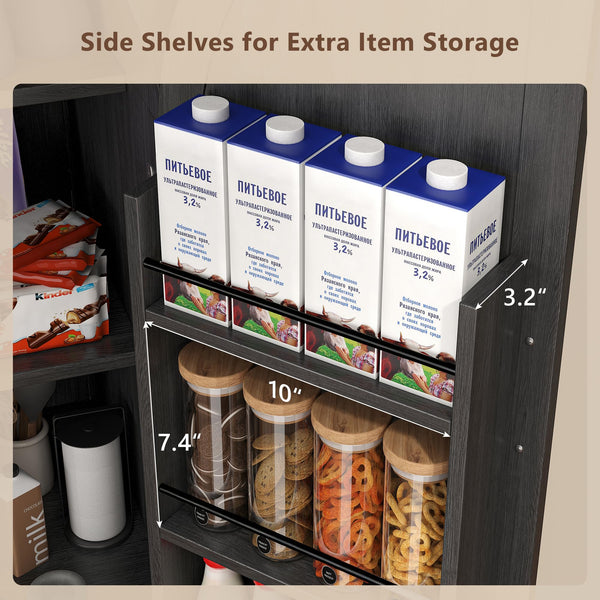 71" Arched Pantry Cabinet with Adjustable Shelves & Drawer