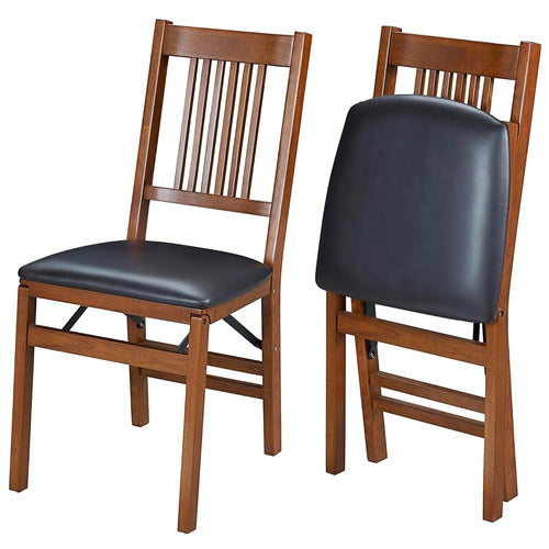 Upholstered Wood Folding Chairs Set of 2
