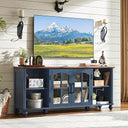 Farmhouse TV Stand with Glass Doors & Storage
