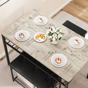 Dining Table Set for 4 with Benches & Stools