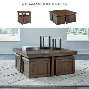 Dark Brown Coffee Table with 4 Storage Stools