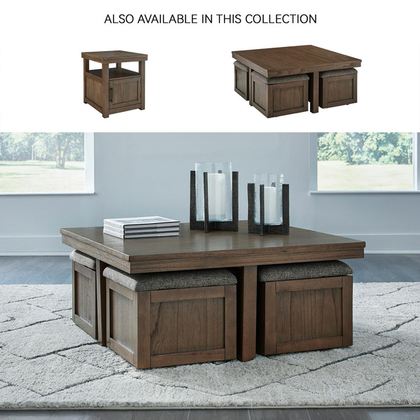Dark Brown Coffee Table with 4 Storage Stools