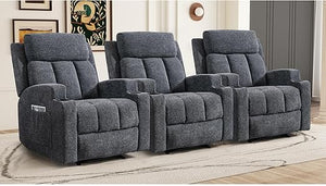 Manual Recliner Chair with Massage, Heat & Cup Holders