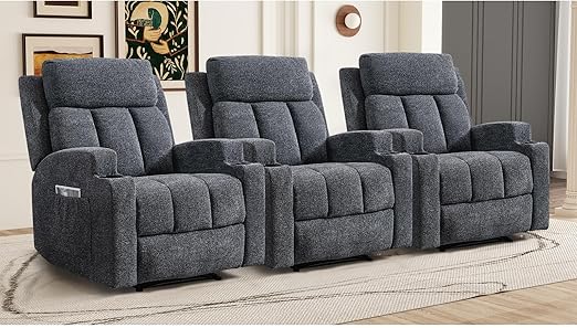 Manual Recliner Chair with Massage, Heat & Cup Holders